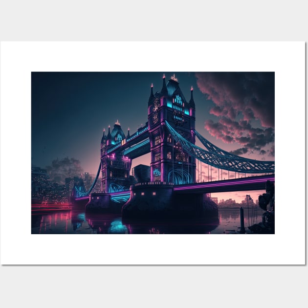 Tower Bridge Cyberpunk style Wall Art by Art8085